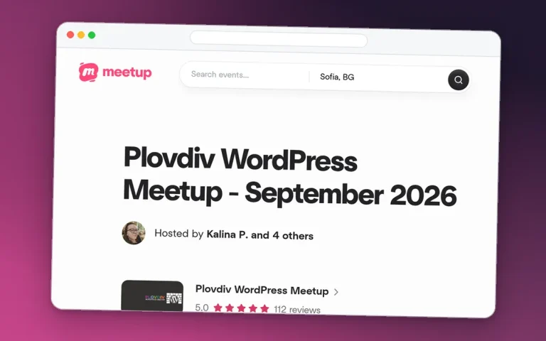 Екранна снимка на събитието Plovdiv WordPress Meetup - September 2026 в Meetup.com