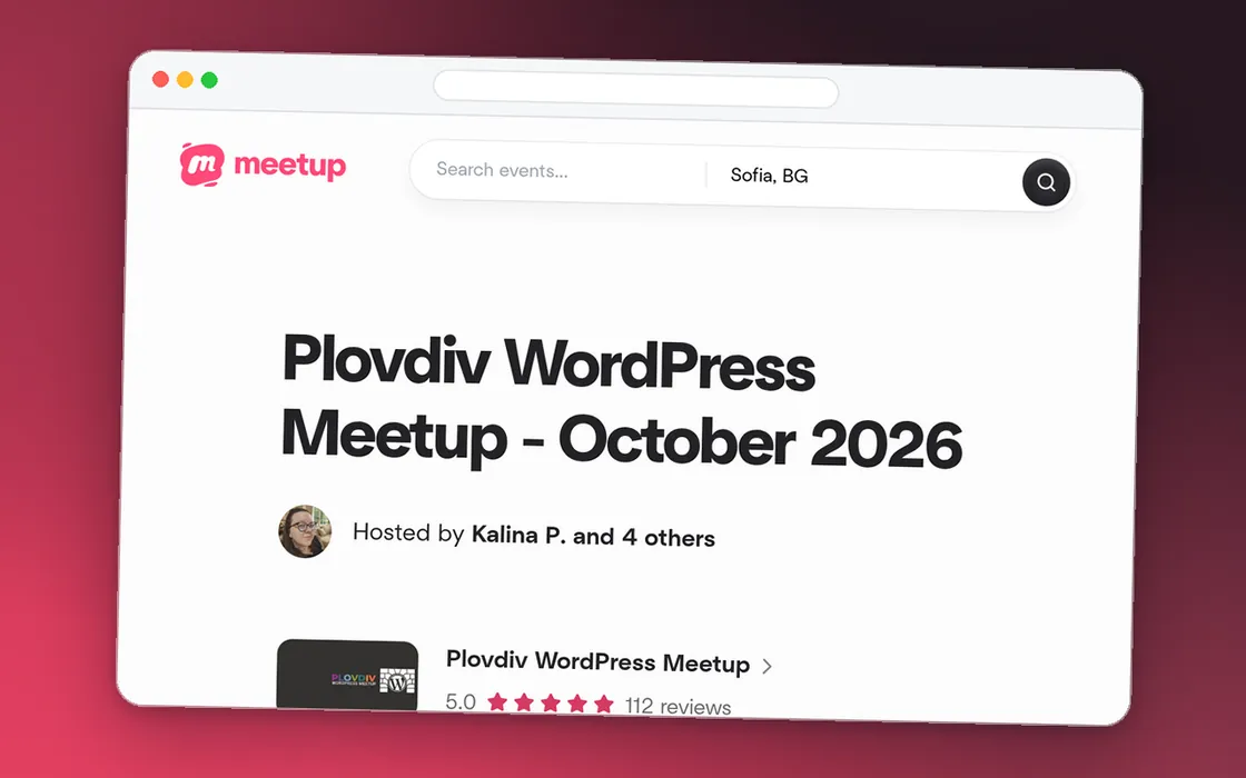 Екранна снимка на събитието Plovdiv WordPress Meetup - October 2026 в Meetup.com